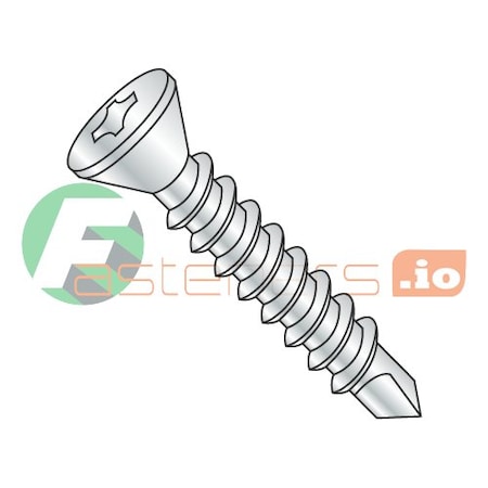 Self-Drilling Screw, #8 X 1/2 In, Zinc Plated Steel Flat Head Phillips Drive, 9000 PK